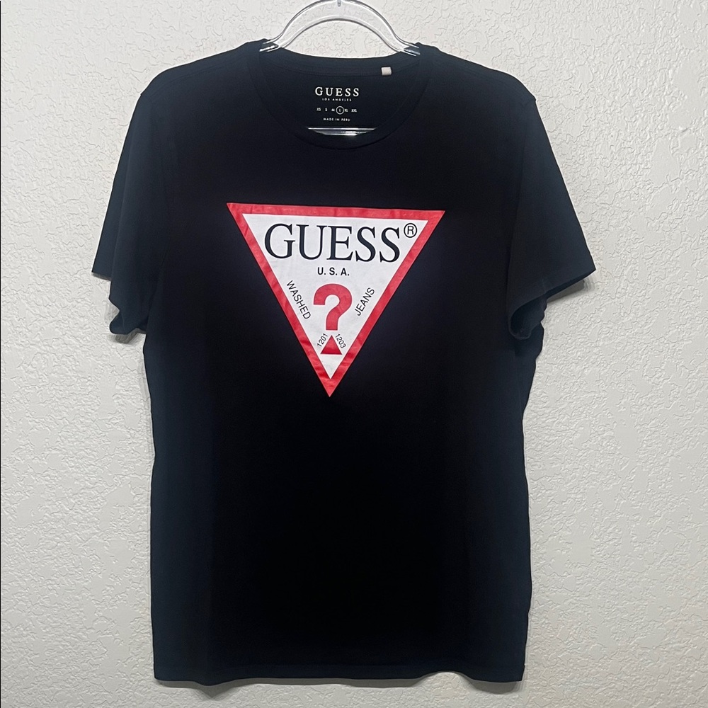 Guess Men’s Large Black Tee with Original Logo